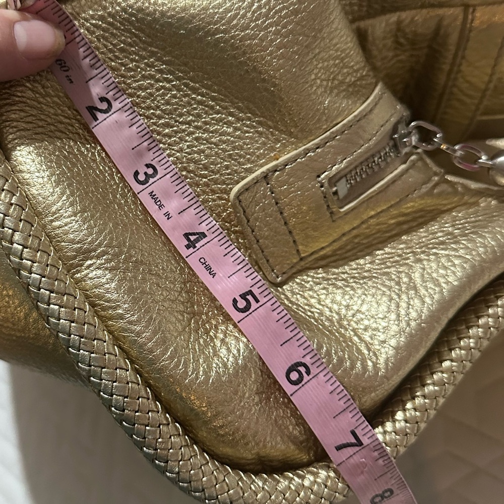 Cole Haan Metallic Gold Pebbled Large Leather Hobo - Picture 10 of 12